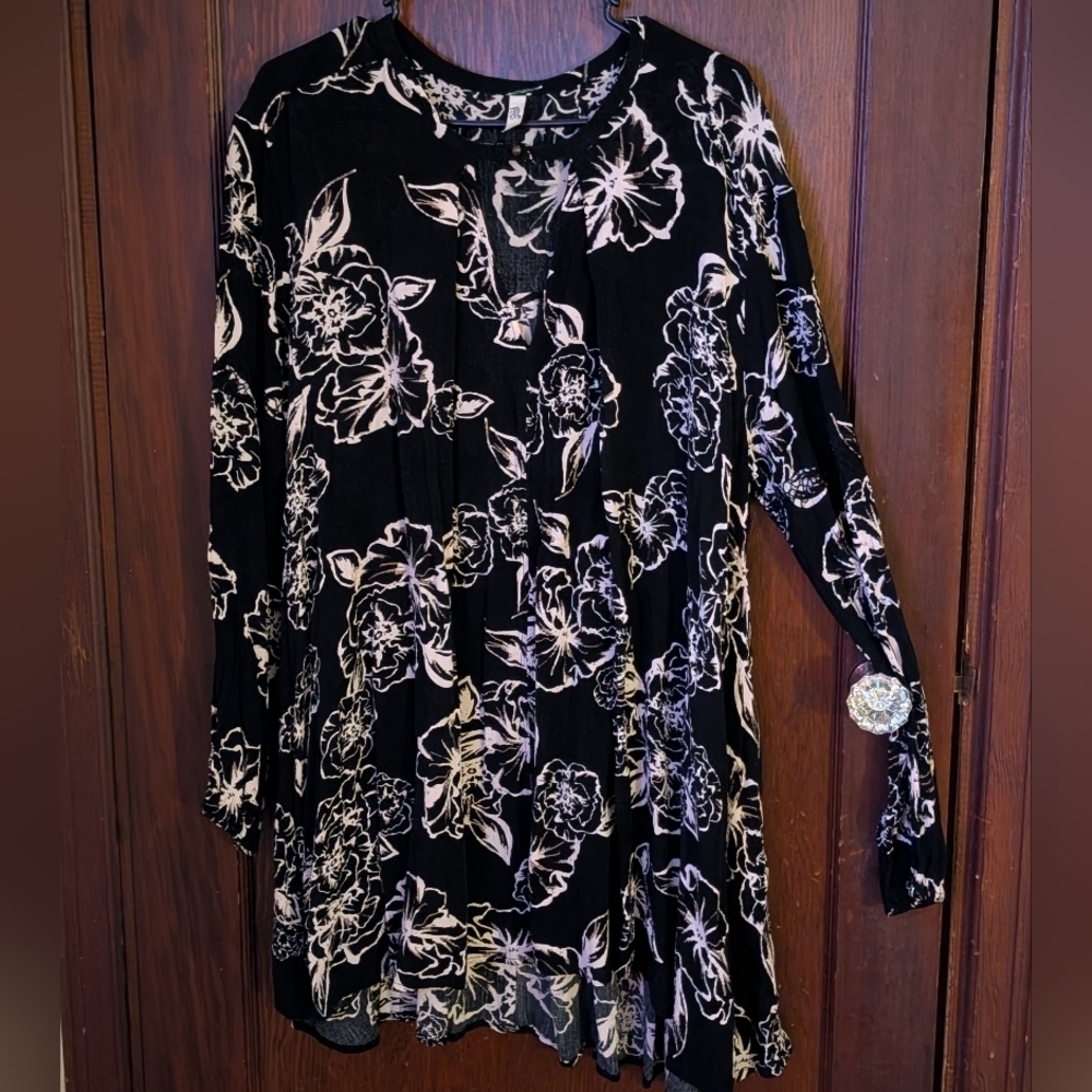 Free People Floral Tree Swing Mini Tunic Dress Size Large